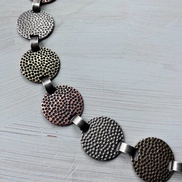 Nine West Women's Belt Metal Disc Round Medallion Silver Gold Bronze M/L (NWT) - Picture 3 of 7